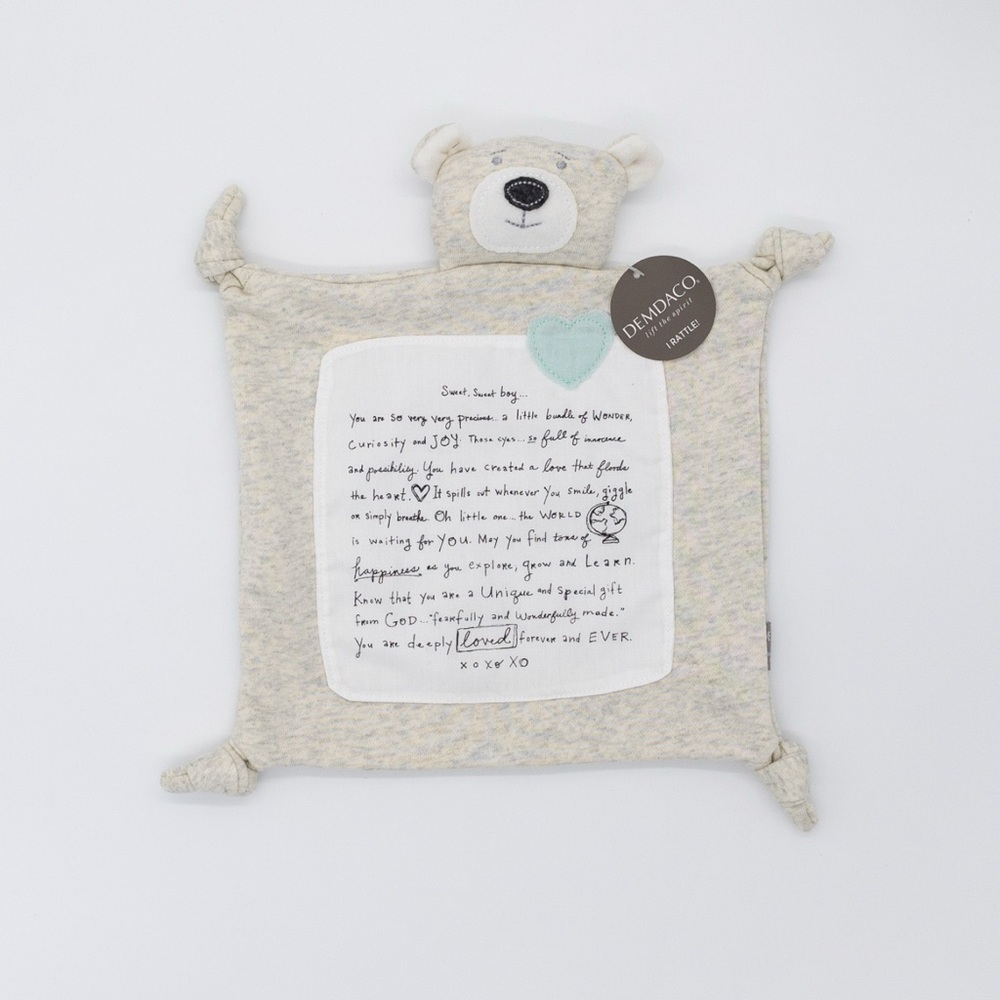 Demdaco Sweet Boy Blue Blankie Sweatshirt Material Blanket